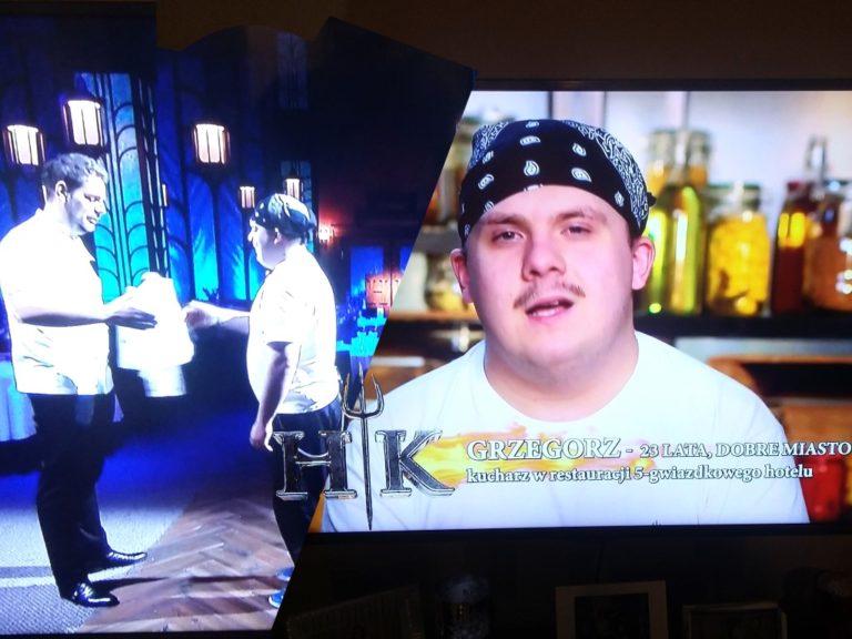 Tylko 30 minut w czarnej bluzie Grzesiek Gręda kucharz z Dobrego Miasta w 8 odcinku odpada z Hell’s Kitchen.